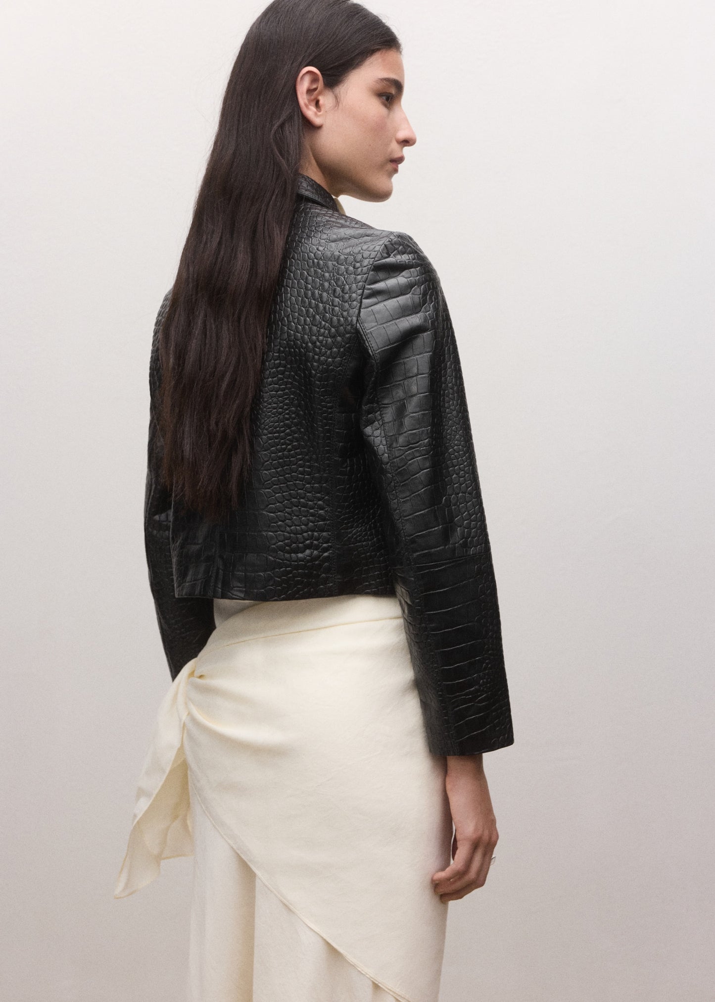 Double-breasted leather jacket