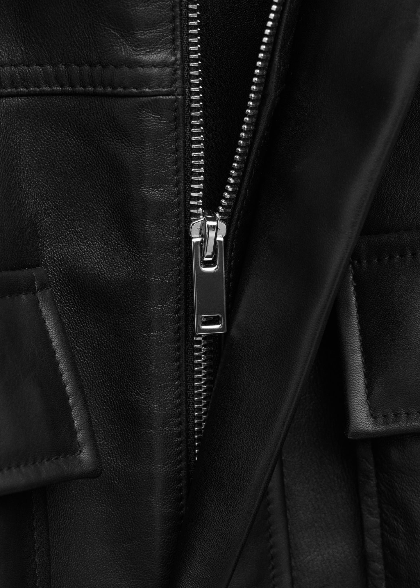 100% leather parka with cinched waist