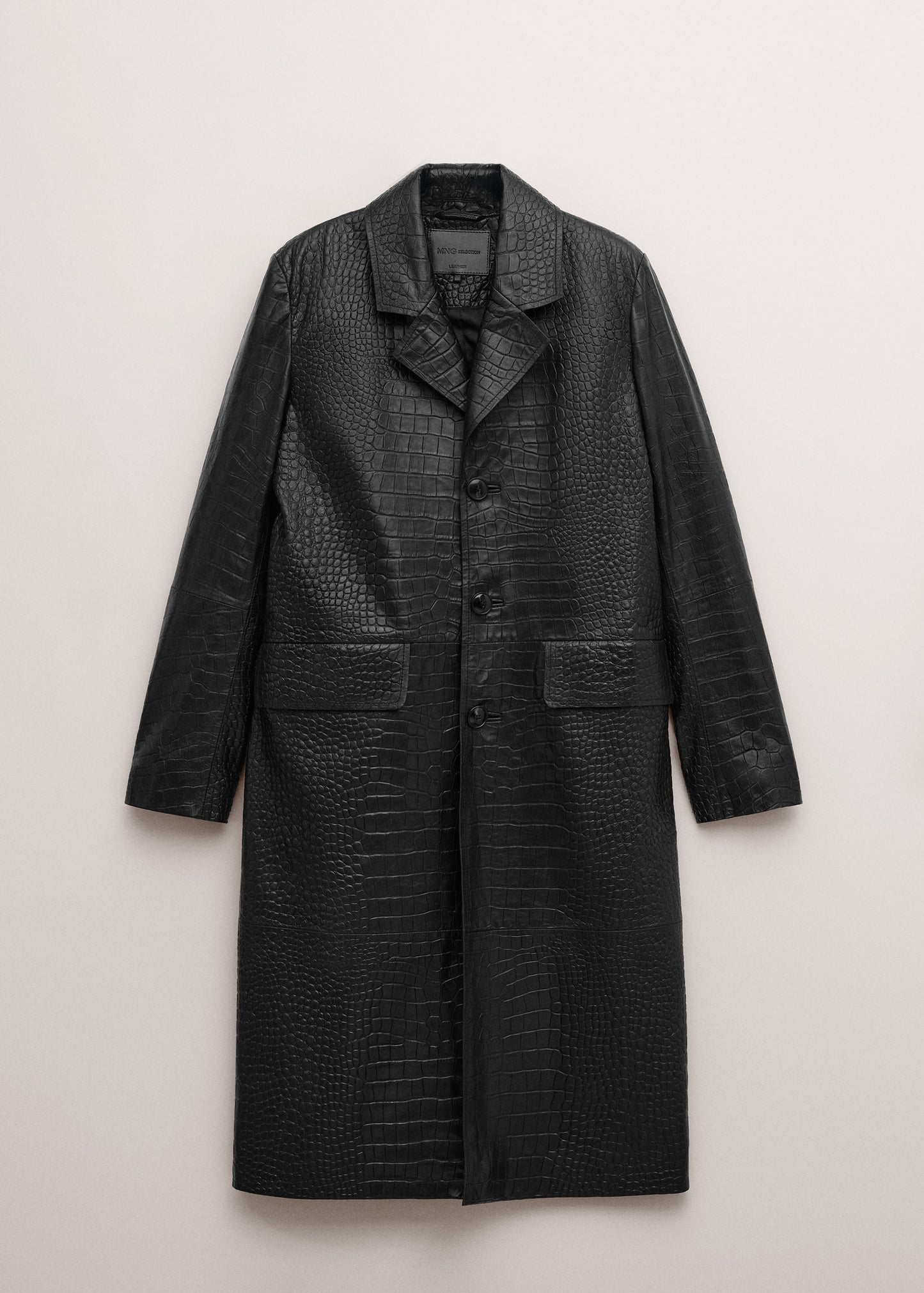 100% crocodile-effect leather coat