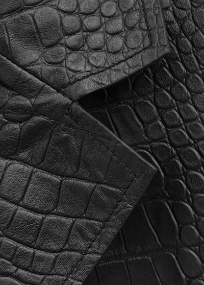 100% crocodile-effect leather coat