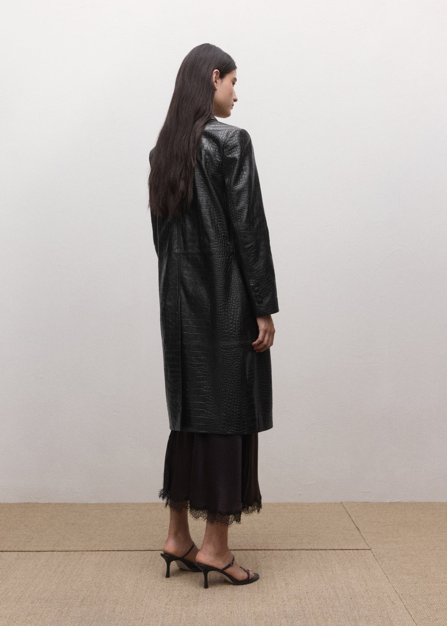 100% crocodile-effect leather coat