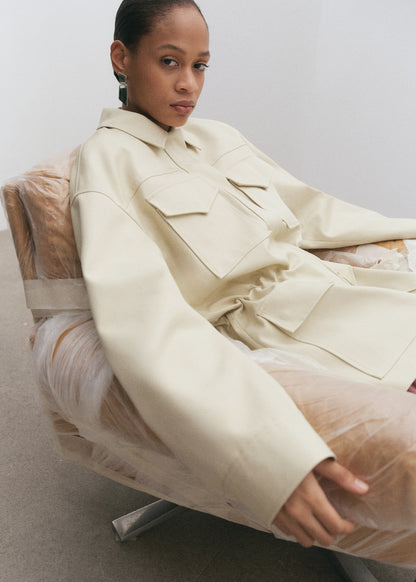 Oversized parka with pockets