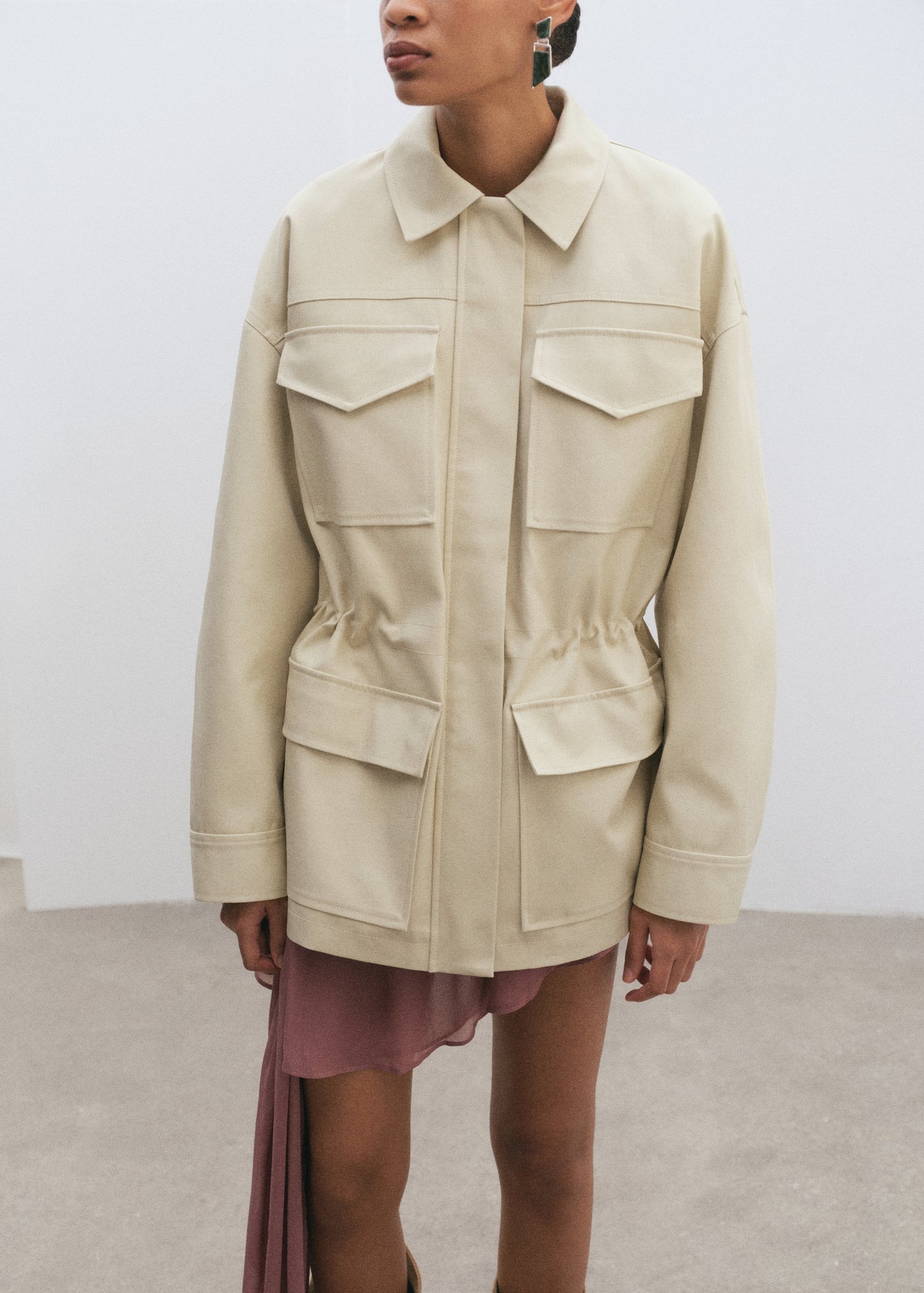 Oversized parka with pockets