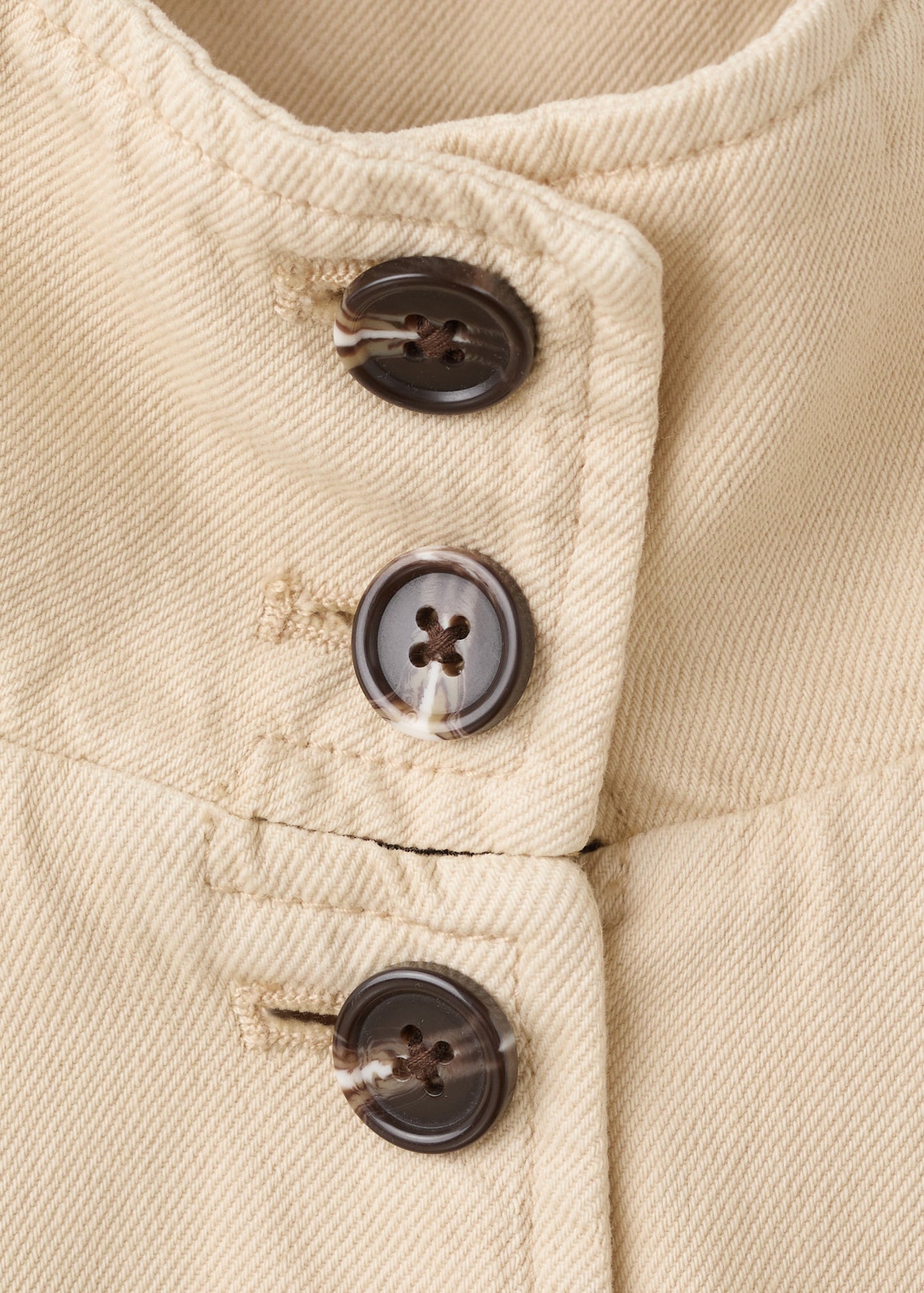 Denim parka with a stand-up collar