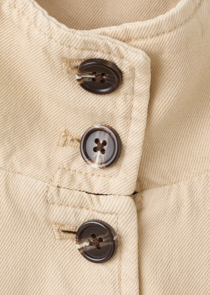 Denim parka with a stand-up collar