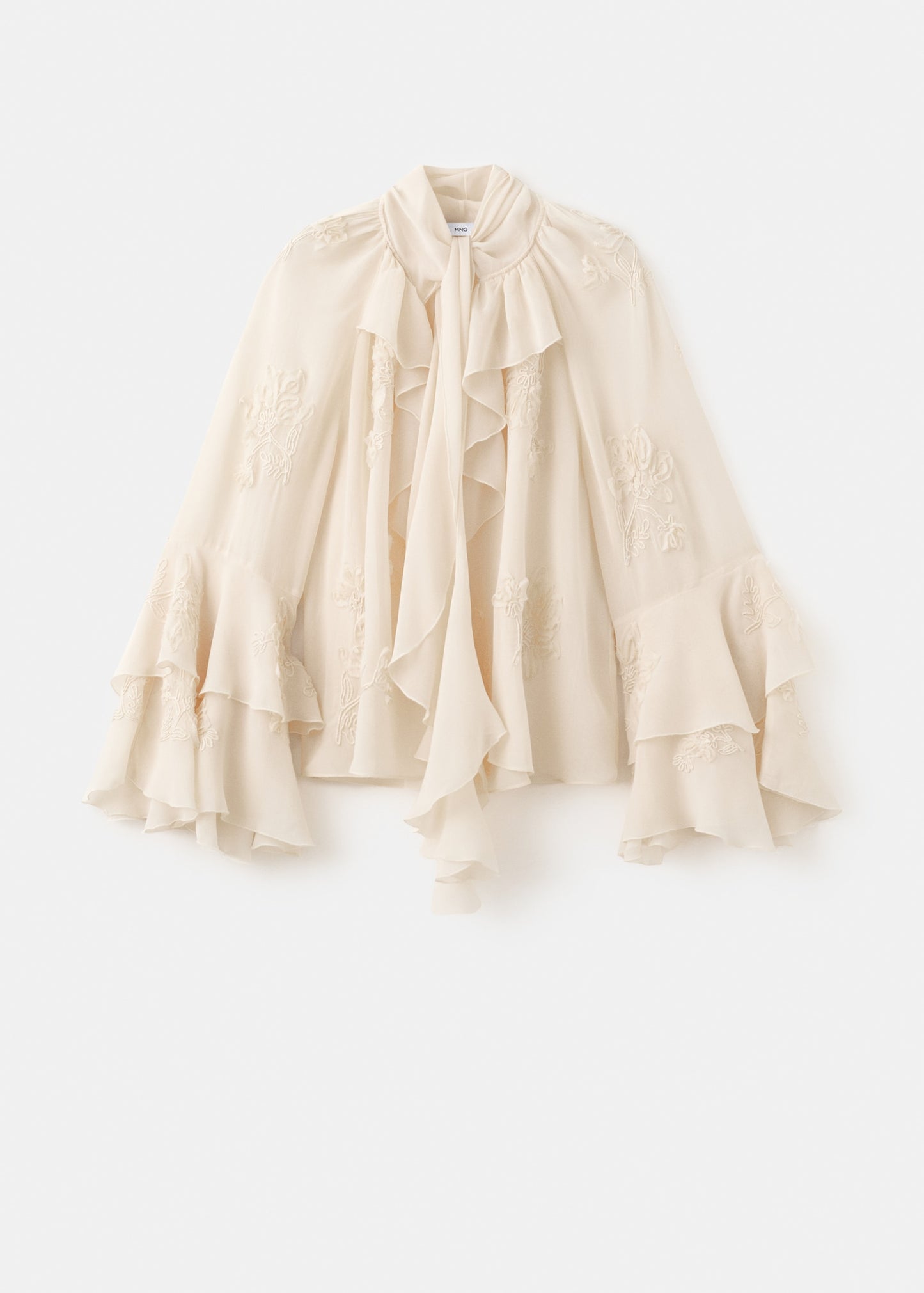 Ruffled blouse with bow neck