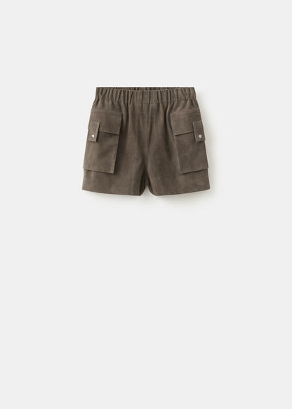 Suede shorts with pockets
