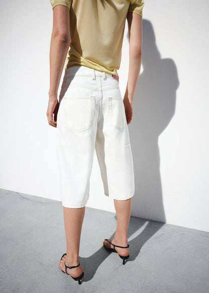 Straight mid-rise denim Bermuda shorts