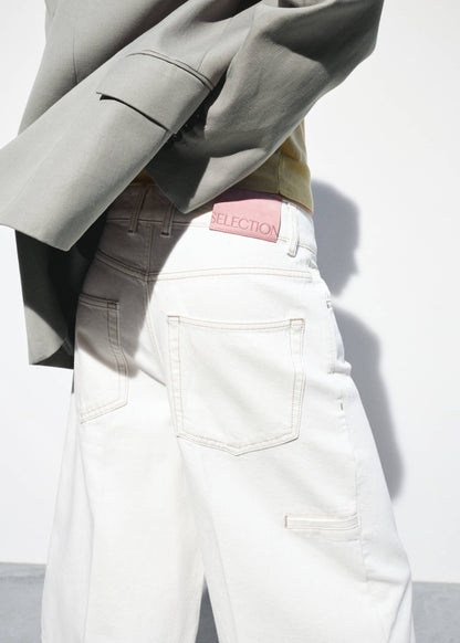 Straight mid-rise denim Bermuda shorts