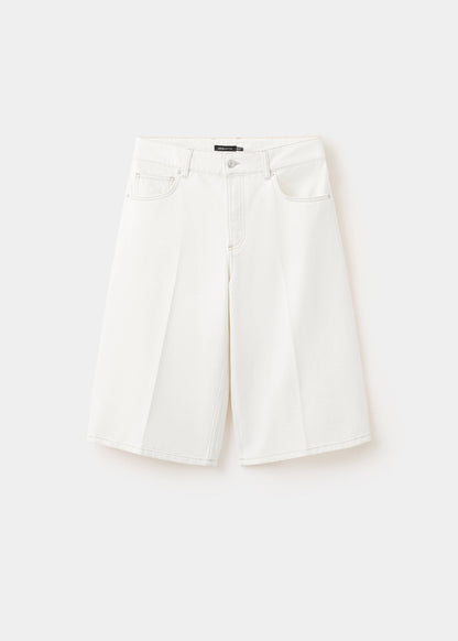 Straight mid-rise denim Bermuda shorts