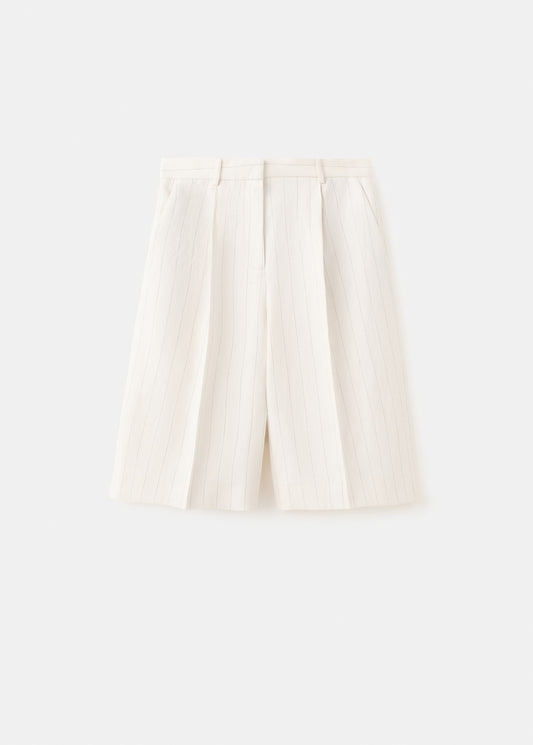 Straight linen Bermuda shorts