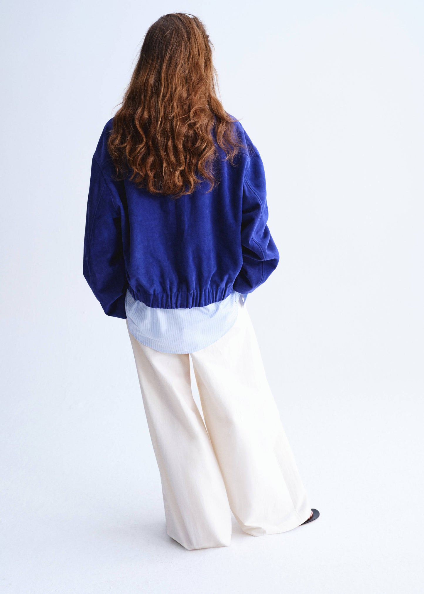 Suede funnel-neck jacket