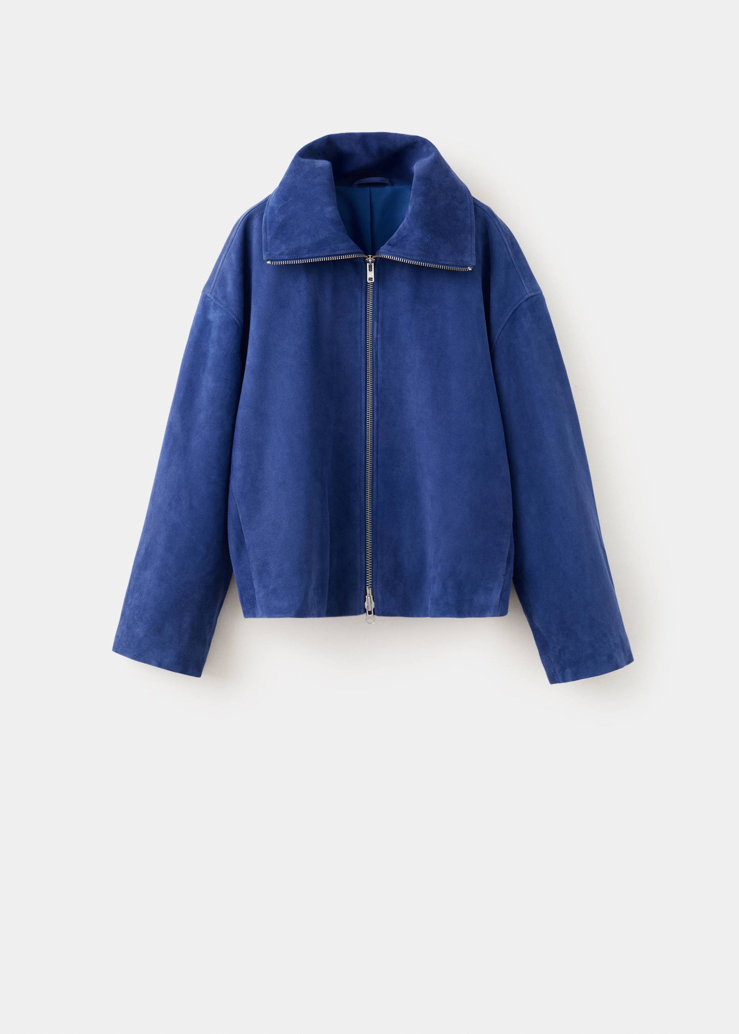 Suede funnel-neck jacket