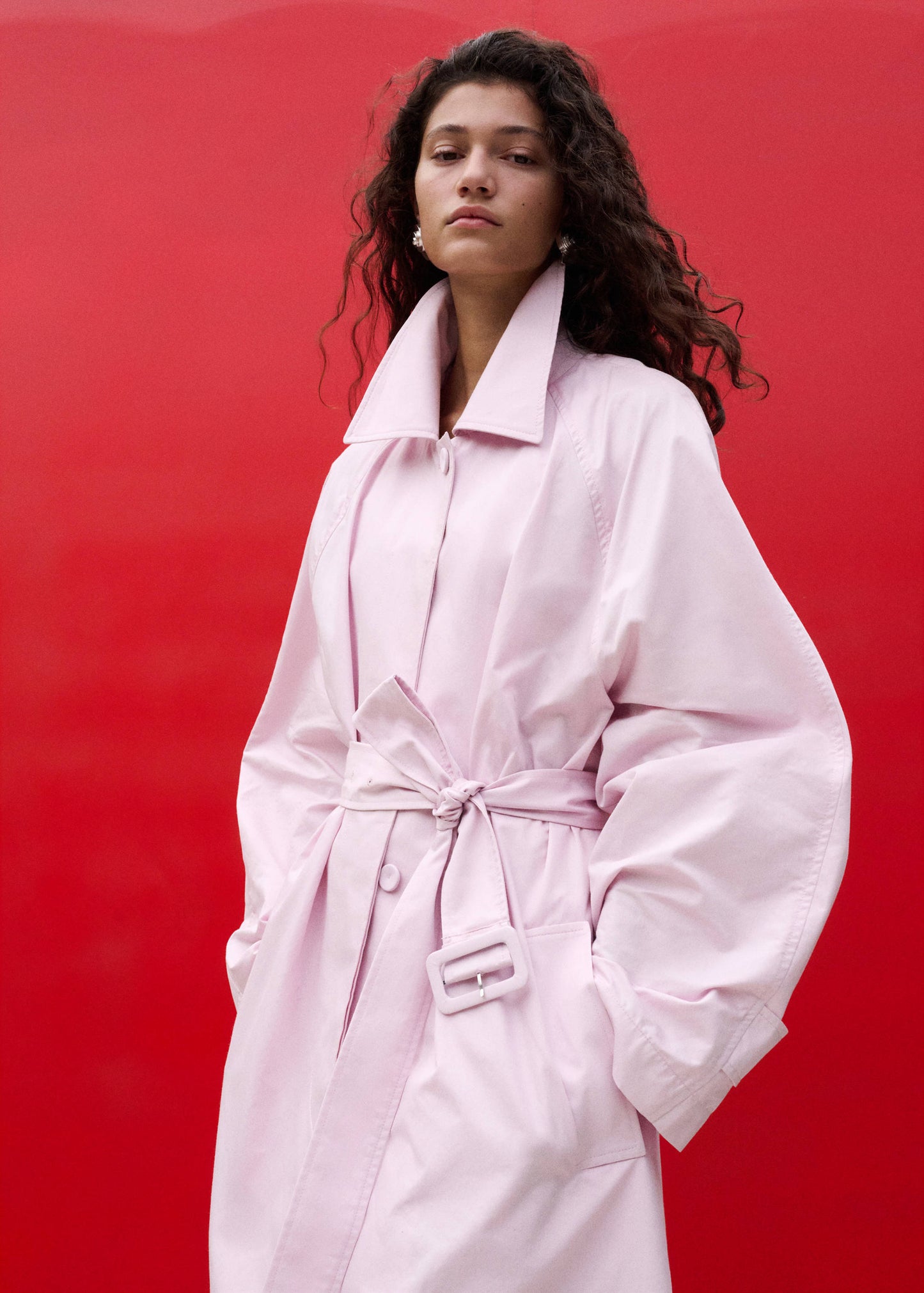 Long trench coat with belt