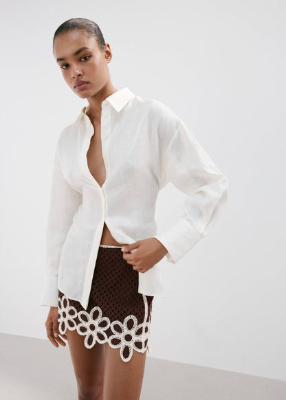 Crochet skirt with floral embroidery