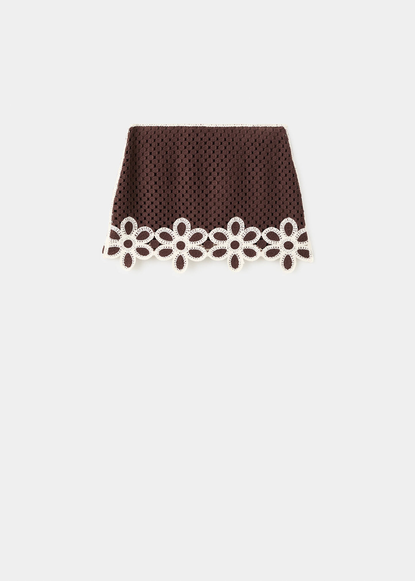 Crochet skirt with floral embroidery