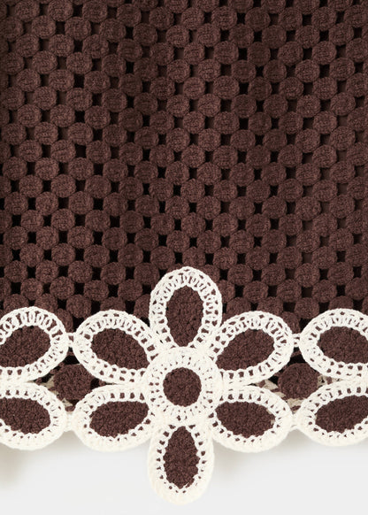 Crochet skirt with floral embroidery