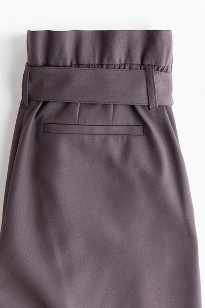 Belted wool-blend trousers