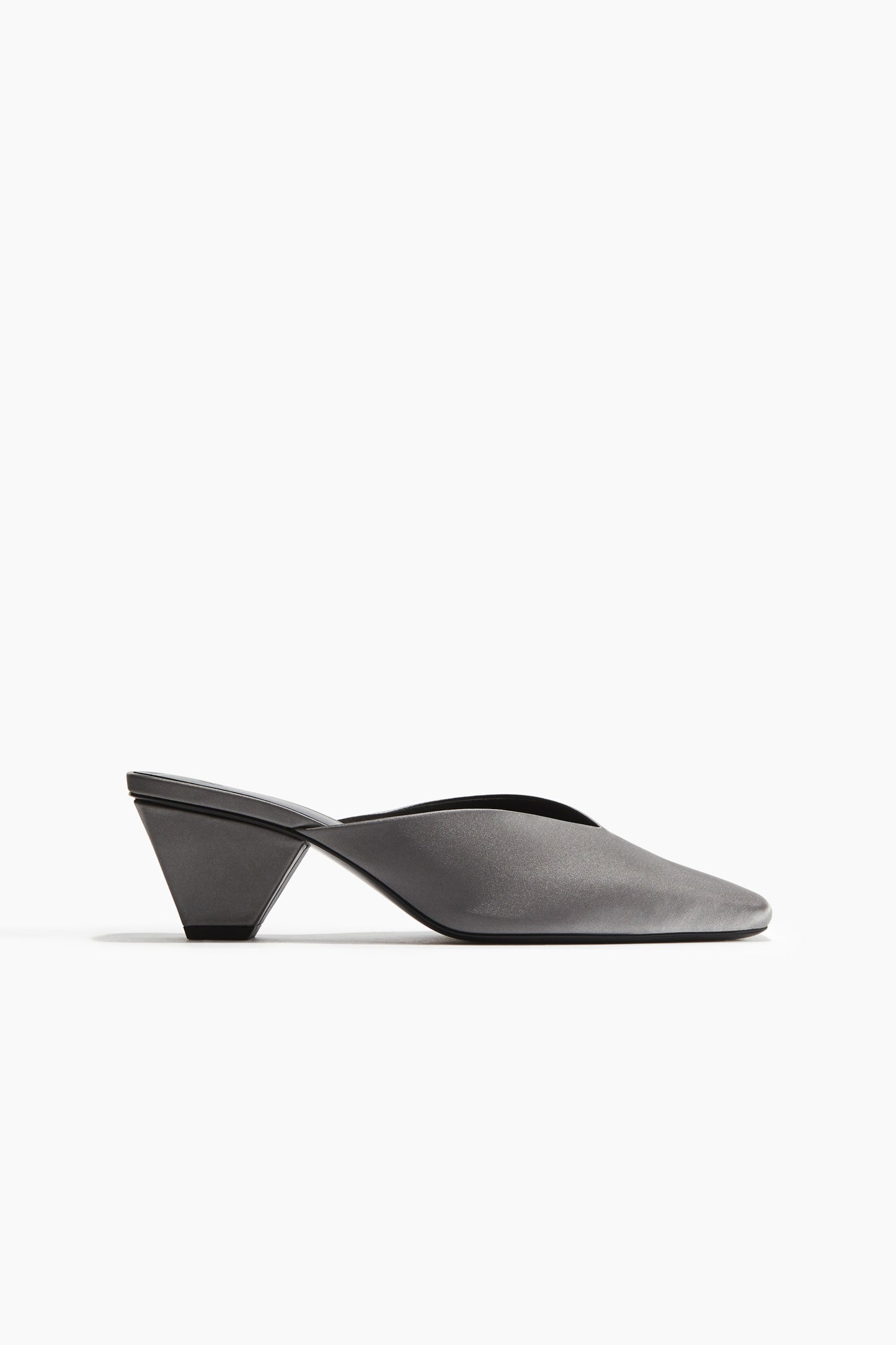 Cone-heel satin mules