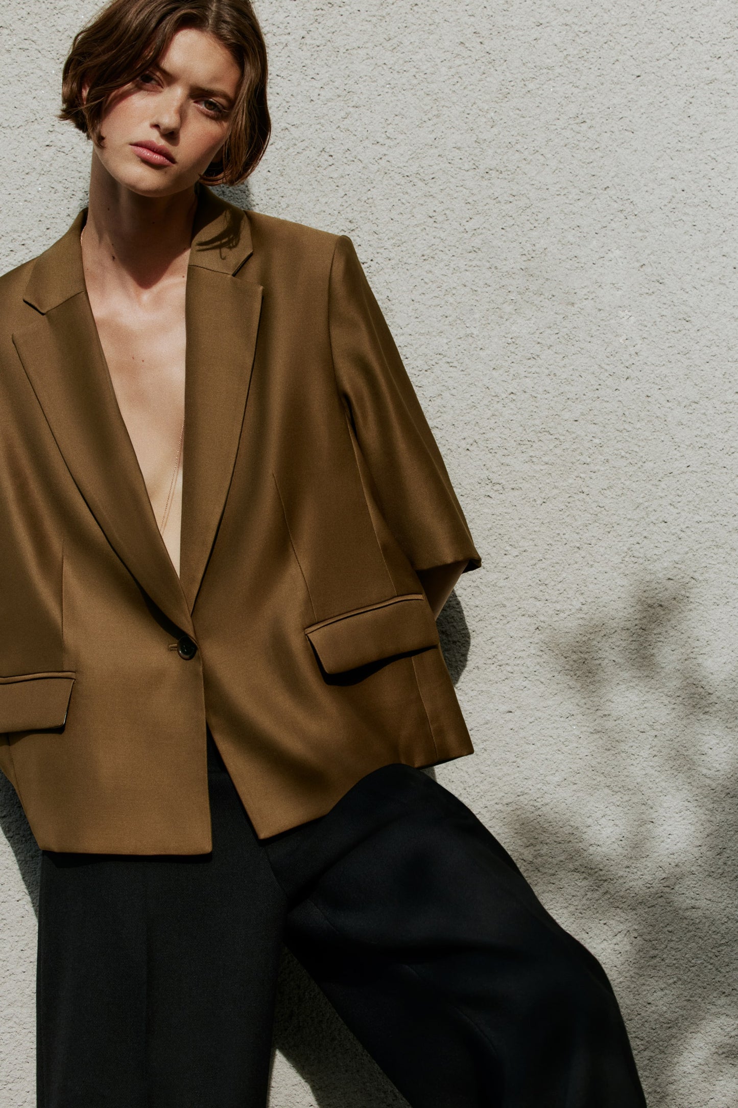 Khaki green Short-sleeved blazer