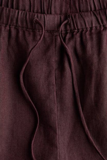 Linen-blend drawstring shorts