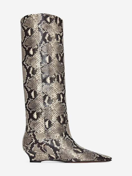 Wedge-Heel Leather Boots