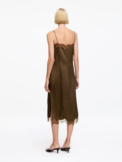 Lace-Trimmed Slip Dress