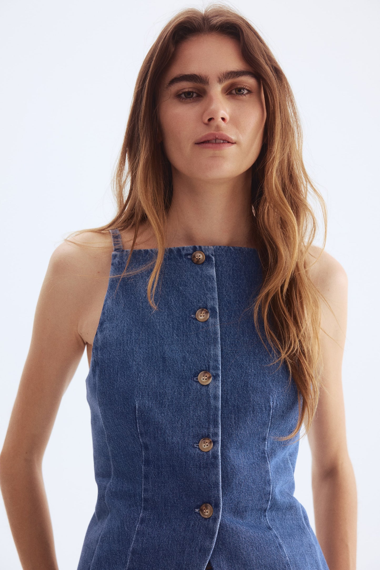 Tailored denim waistcoat