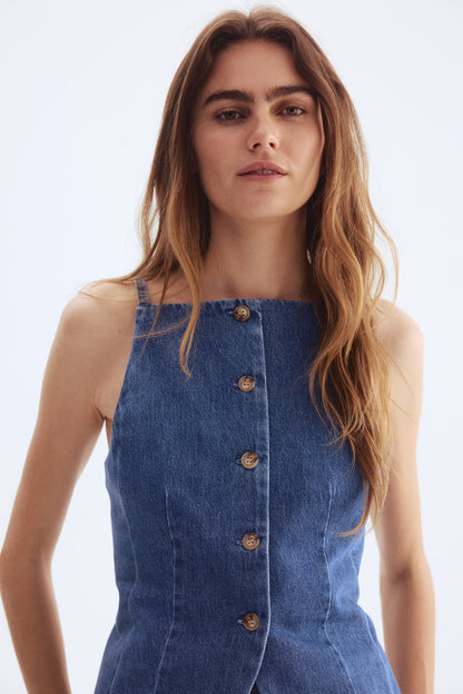 Tailored denim waistcoat