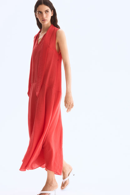 Tie-neck organza dress