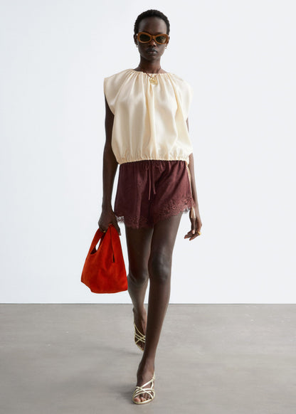 Drawstring Silk Top