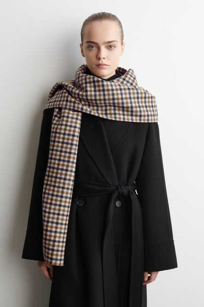 Checked Double-Faced Merino Wool Scarf