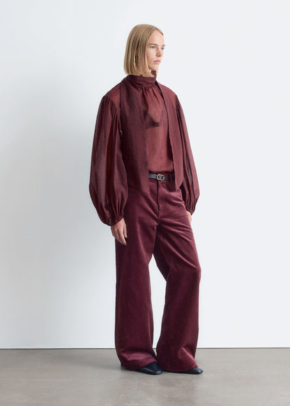 Puff-Sleeve Bow-Detail Blouse