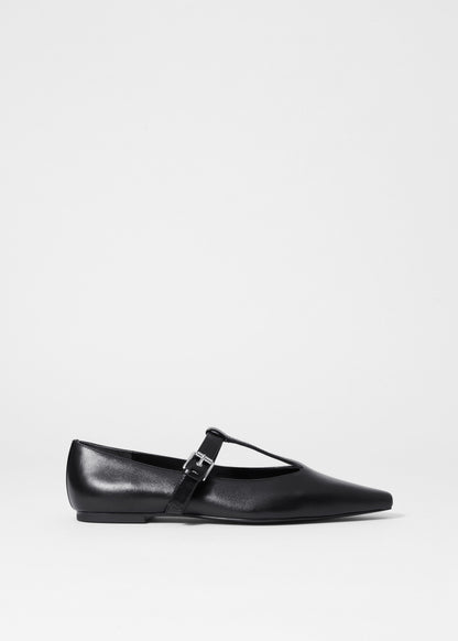 T-Bar Leather Ballet Flats
