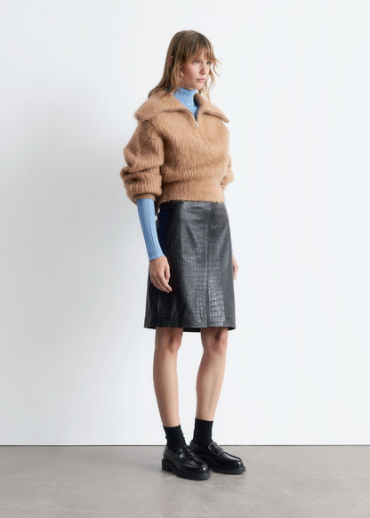 Rib-Knit Zip-Up Sweater