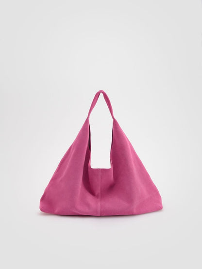 Suede shopper bag with pouch