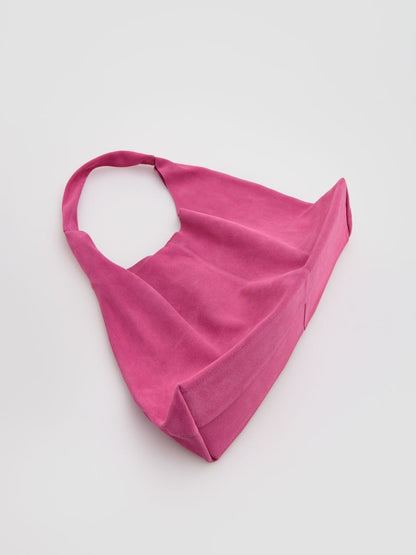 Suede shopper bag with pouch