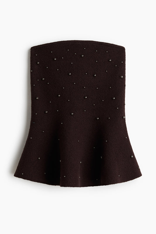 Bead-embellished bandeau top