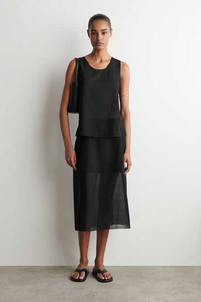 Semi-Sheer Layered Wool Top