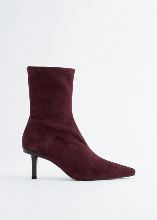 Stretch-Leather Ankle Boots