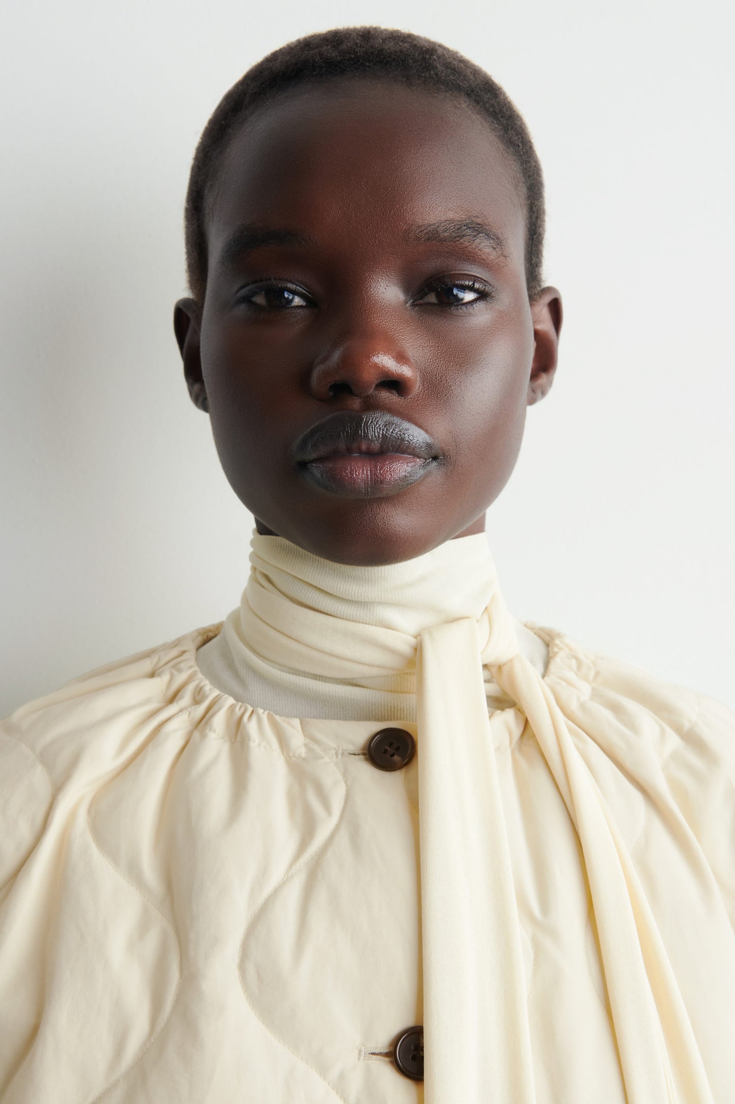 Gathered Quilted Down Jacket