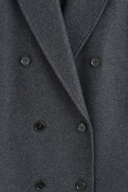 Tailored Wool-Blend Double-Breasted Coat