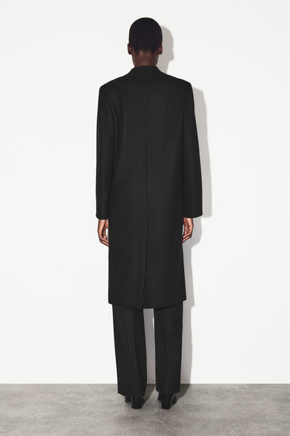 Collarless Wool-Cashmere Coat