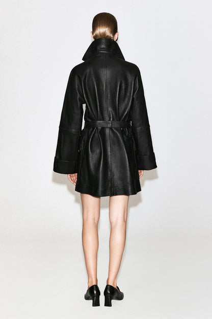 Belted Leather Workwear Jacket