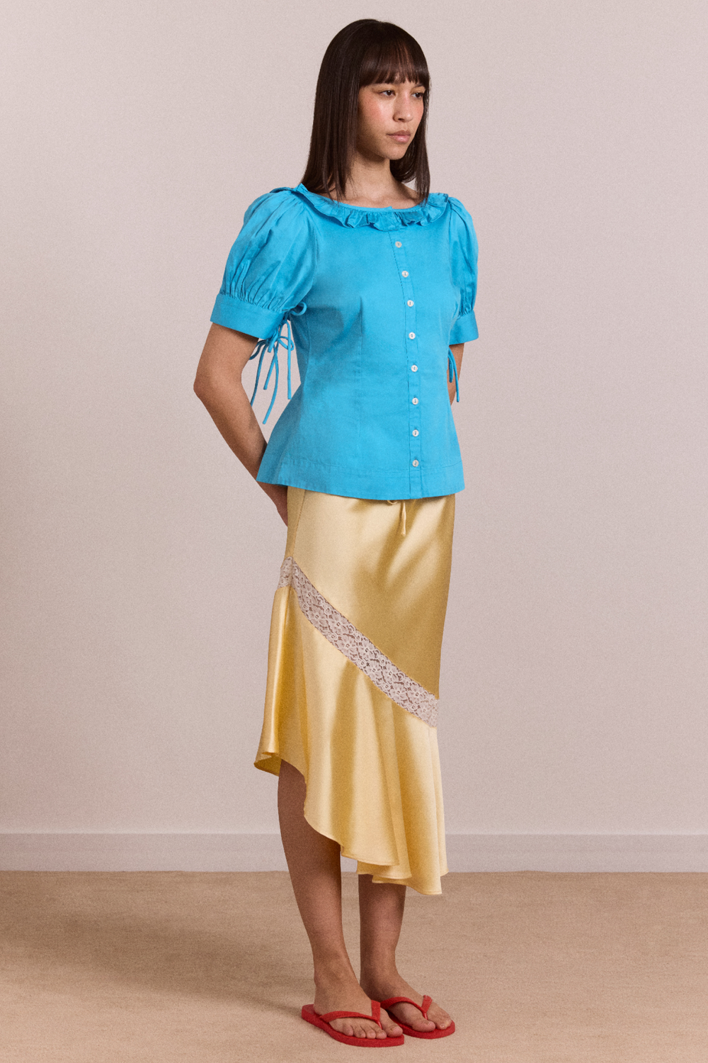 Delphia satin midi skirt