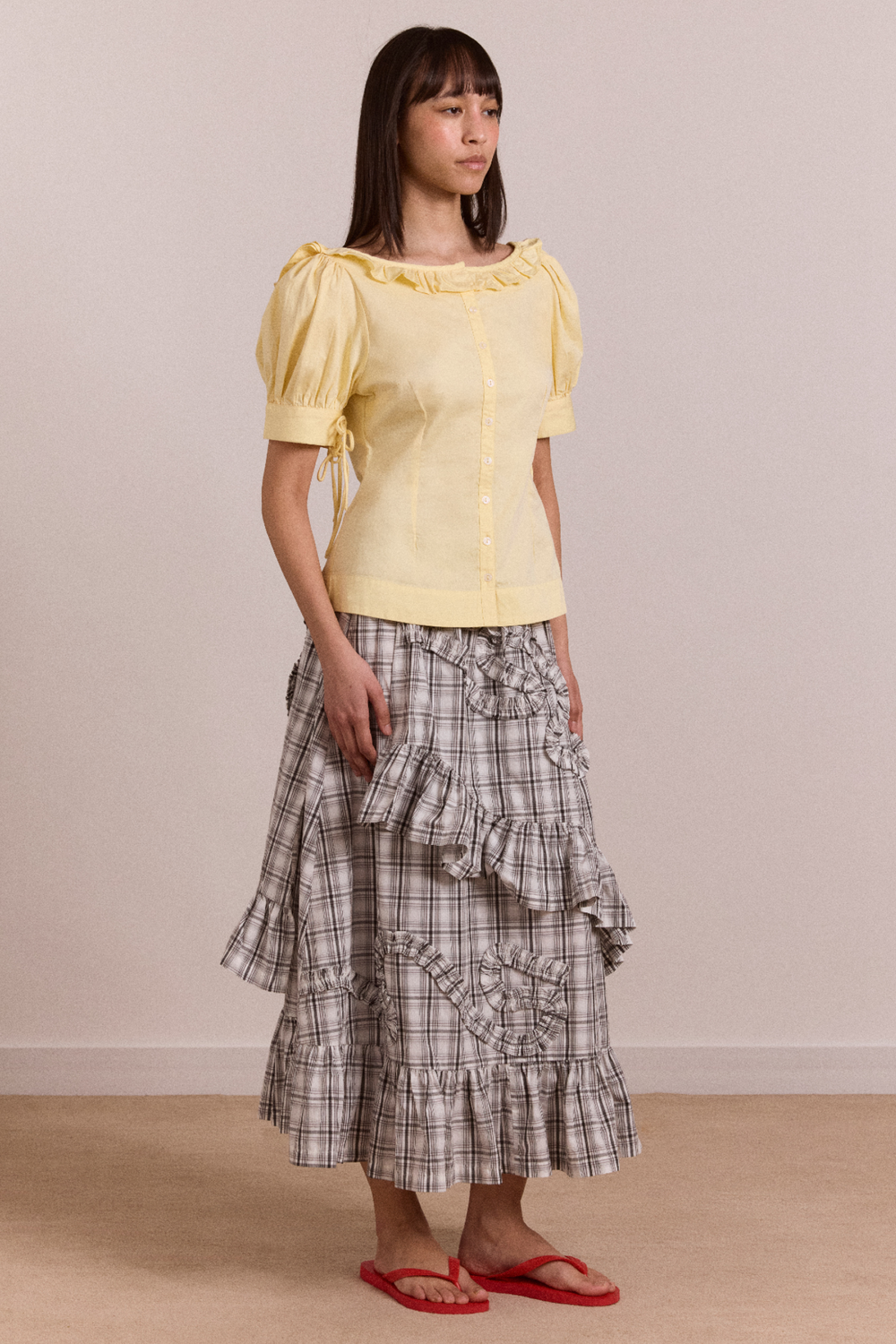 Catie ruffle midi skirt
