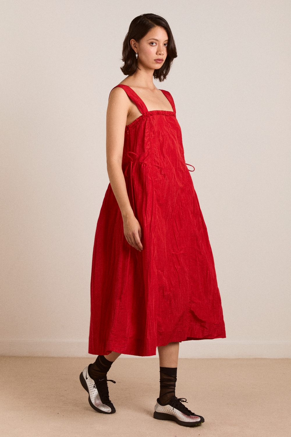 Elina Midi Dress Red Taffeta