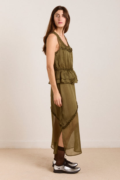 Sasha ruffle slip dress with cami