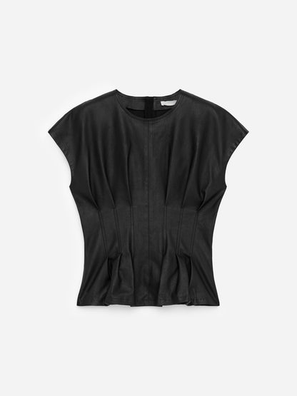 Pleated Leather Top