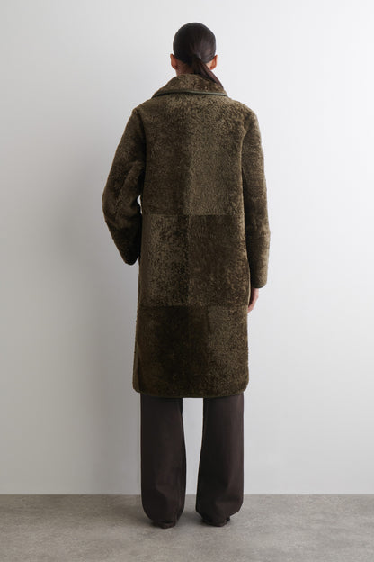 Leather-Bonded Shearling Coat